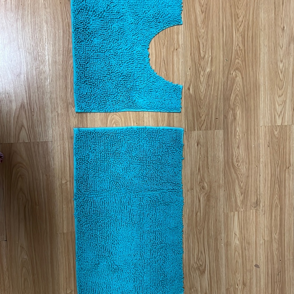 VAGAU Turquoise Bathroom Rugs 2 Pieces Chenille Bath Rug Mat